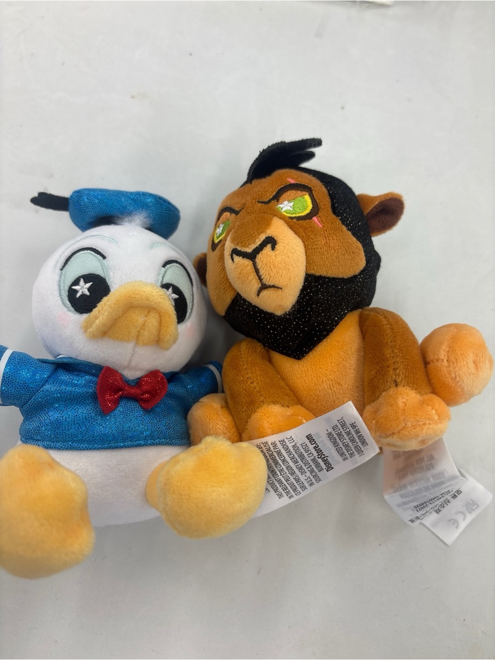 Disney Plush Donald Duck and Scar Mini Stuffed Toys - Blue, White, Brown, Black